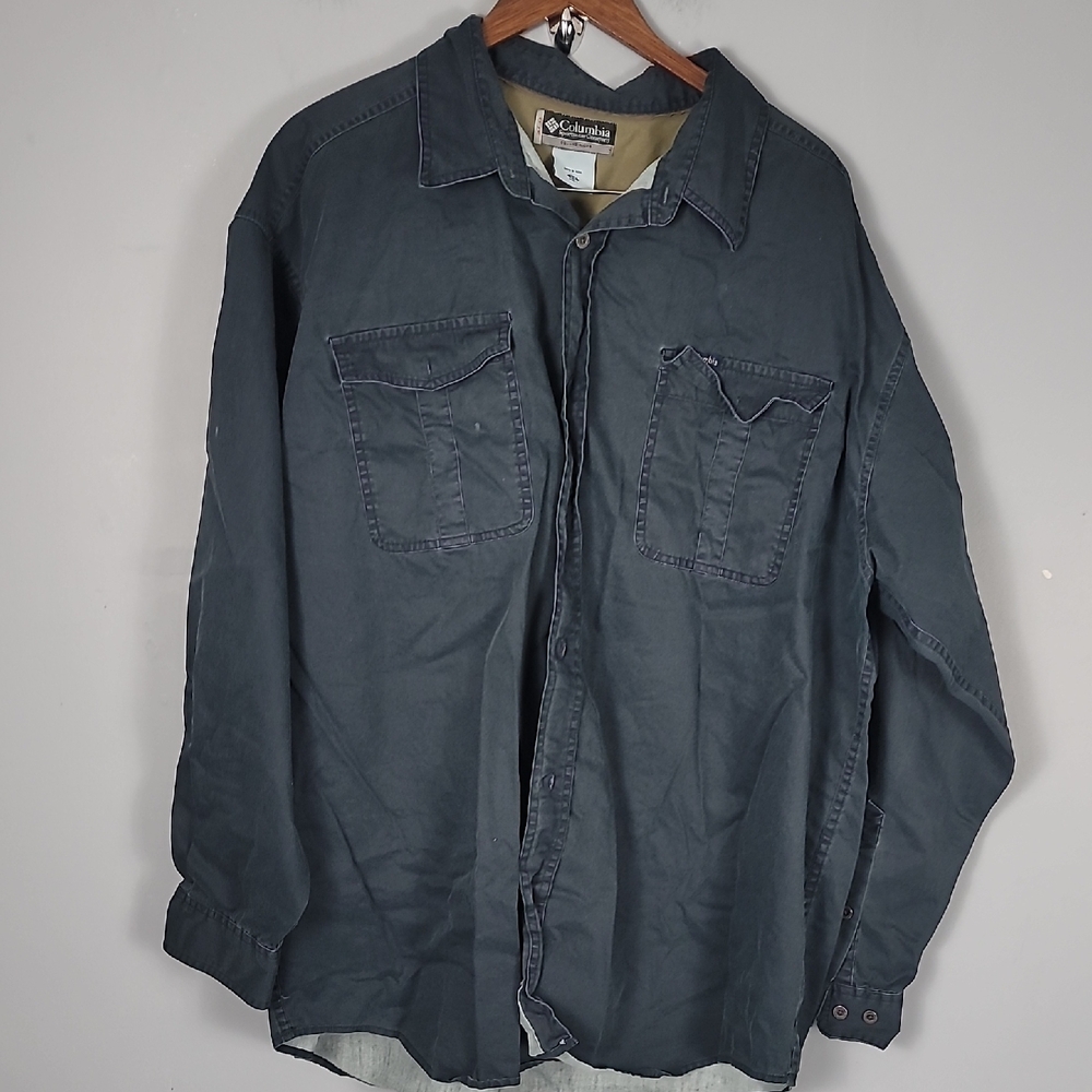 Columbia Canvas Big & Tall Gray Lightweight Shirt Jacket Casual Style - Picture 2 of 7